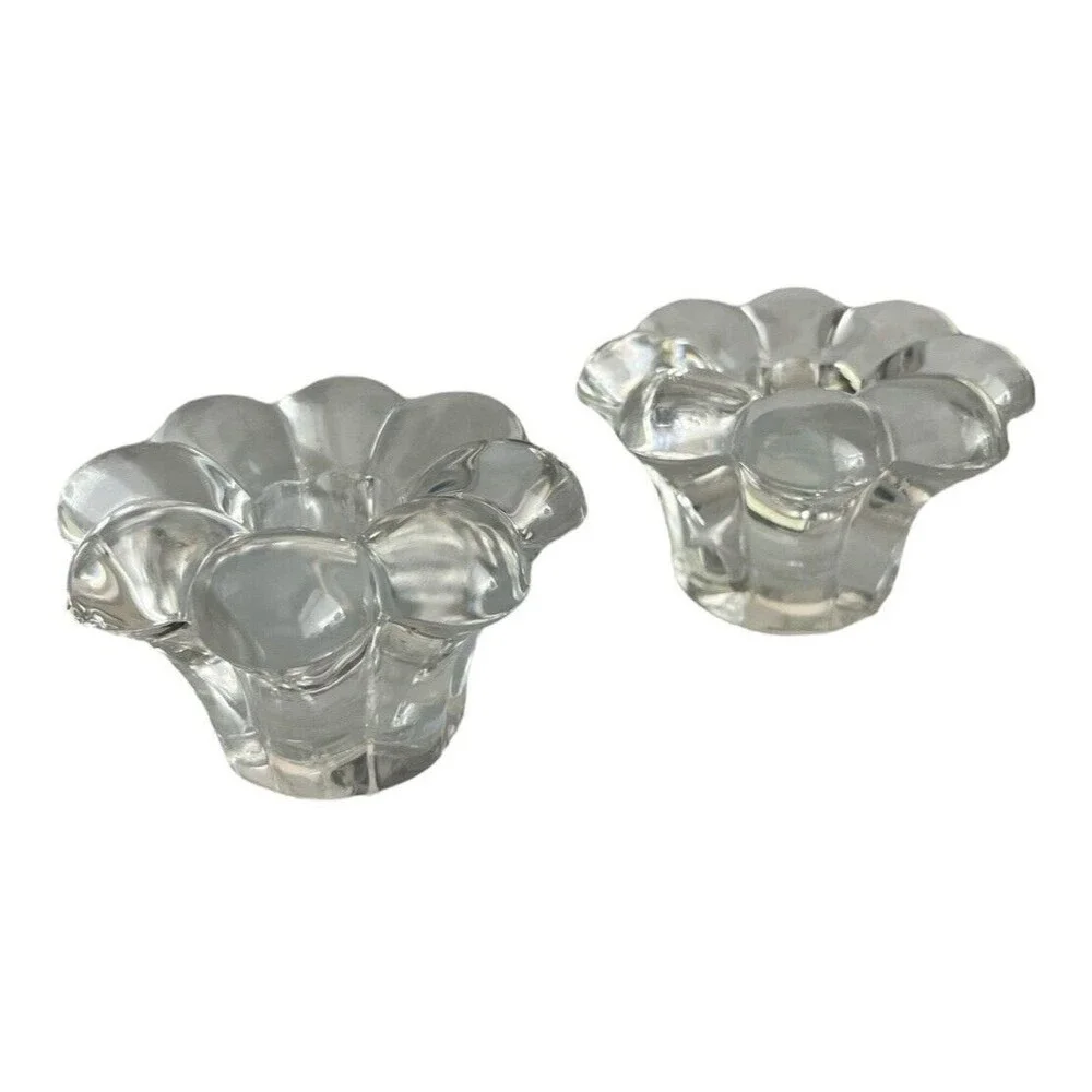 Heisey Crystolite (#1503) 13” Oval Footed Center Bowl Pair Rosette Candleholders